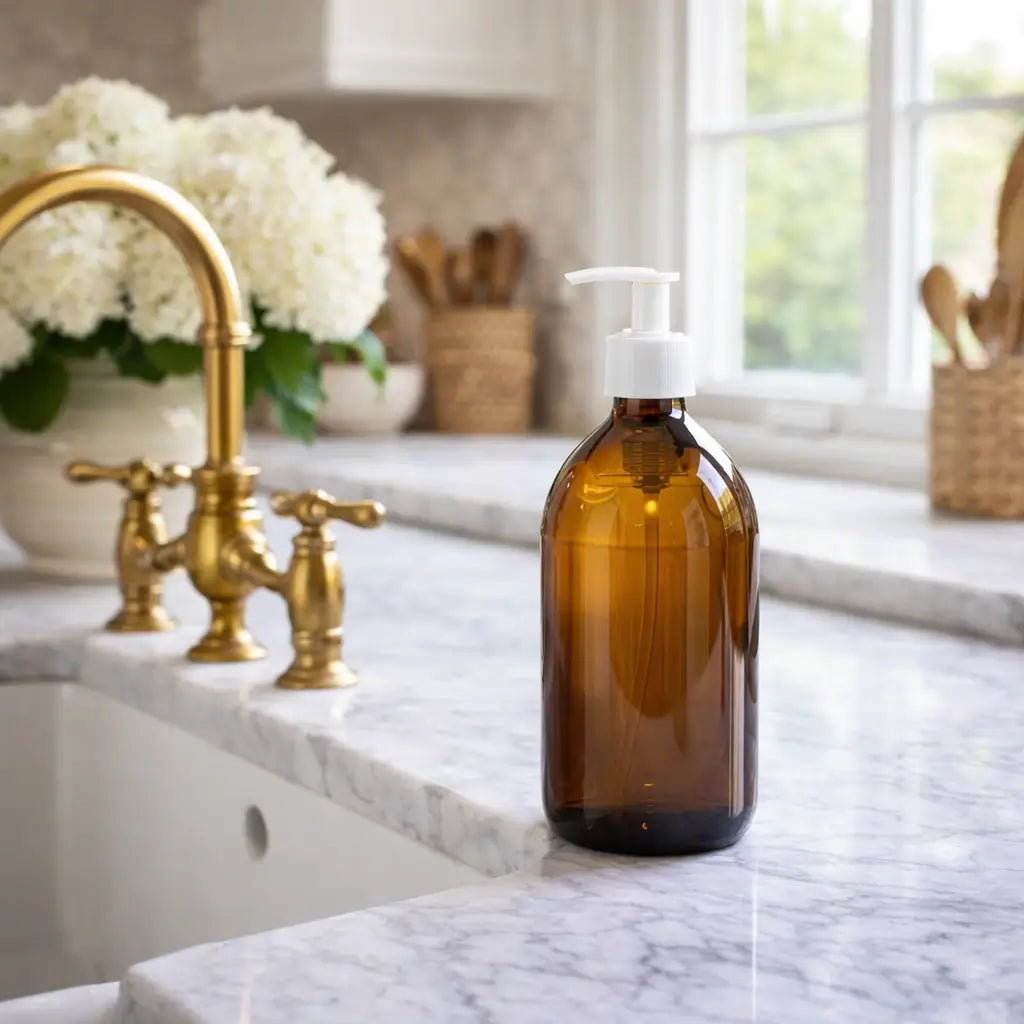 Amber glass Bottle with Pump