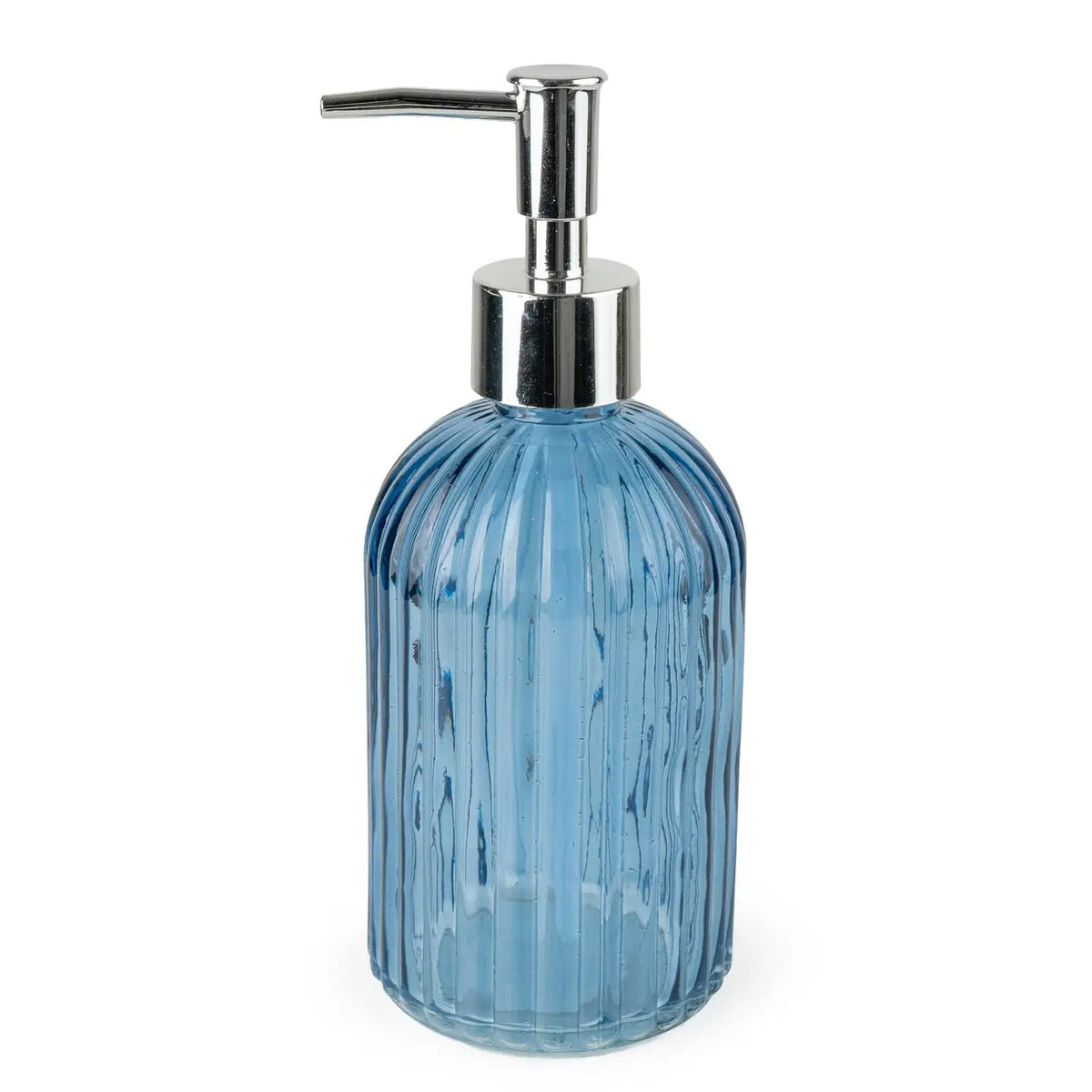 Blue Soap Dispenser (ridged glass)